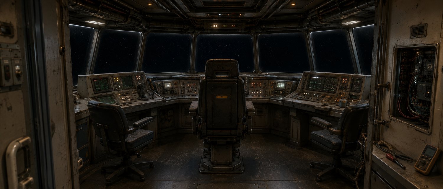 The command deck of the Curiosity, looking forward